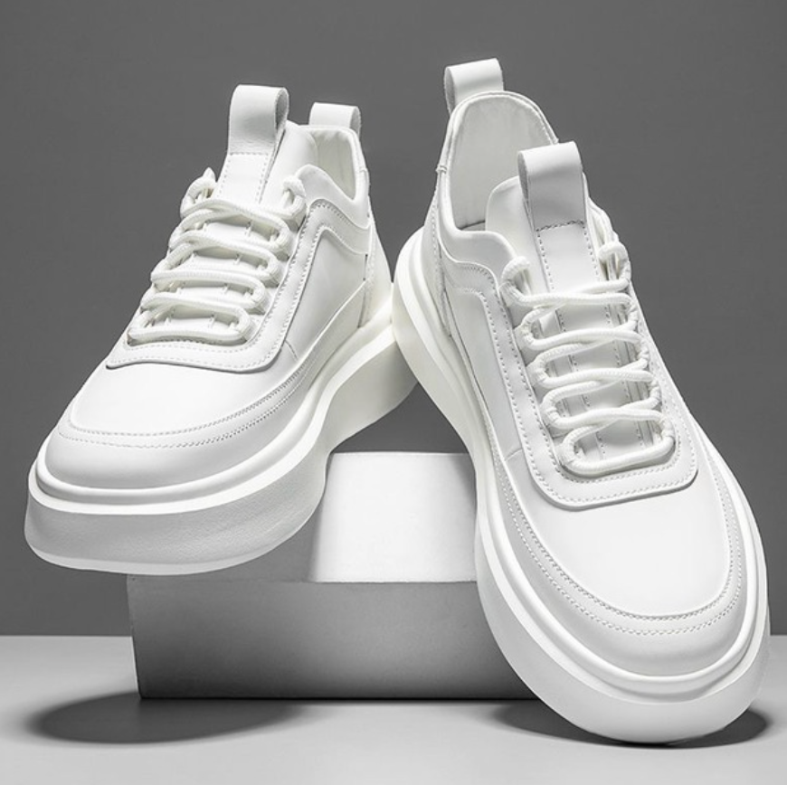 Max: Weiße High-Top Herren Sneakers aus Leder mit Plateausohle – Bequeme Sneaker für jeden Anlass-2